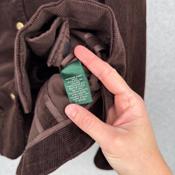 Ralph Lauren Womens Corduroy Button Up Jacket Size M Brown Equestrian Gold Crest - Picture 8 of 14